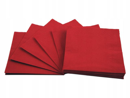 SERWETKI GASTRONOMICZNE CZERWONE SKŁADANE 1/4 33x33CM 250SZT