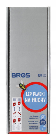 BROS LEP PŁASKI NA MUCHY KOMARY OWADY - KARTON 100 SZT