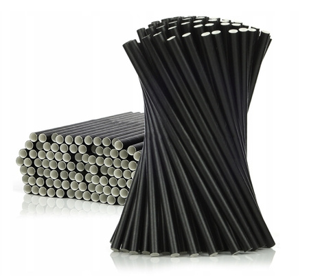 SŁOMKI PAPIEROWE CZARNE 8X19,7 CM 100SZT