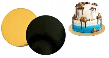 PODKŁAD POD TORT OKRĄGŁY GŁADKI ZŁOTO-CZARNY fi18cm a1szt