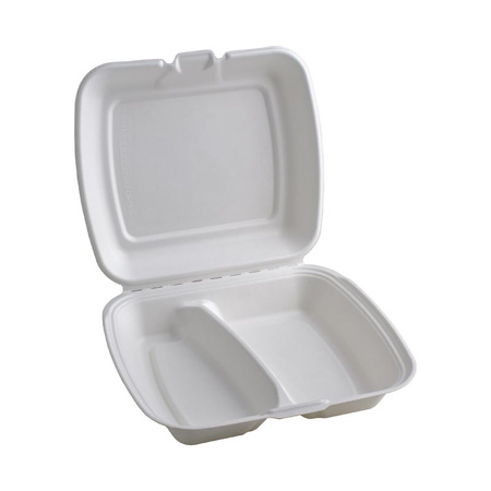 MENU BOX OPAKOWANIE OBIADOWE Z TRZCINY 2 DZIELNE 230X205X70 1200ML A50