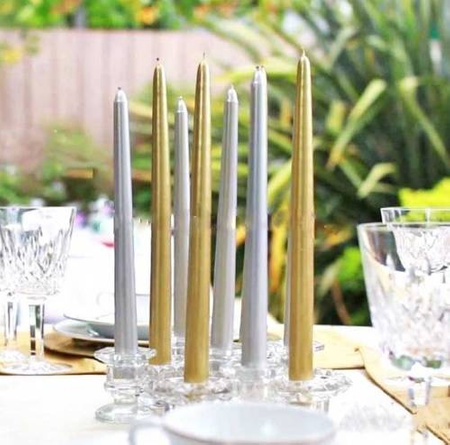 ŚWIECA STOŻKOWA ŚWIECZKA STOŁOWA ZŁOTY METALIK a10