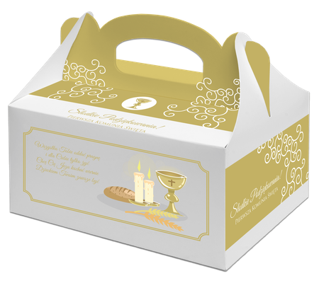 PUDEŁKO NA CIASTO 19x14x9CM wzór PS18 KOMUNIA a10szt