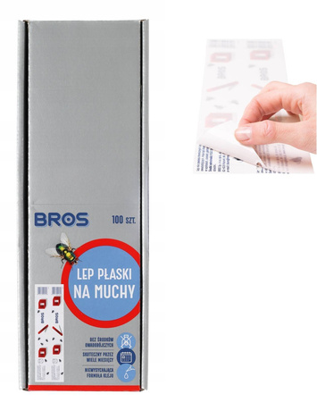 BROS LEP PŁASKI NA MUCHY KOMARY OWADY - KARTON 100 SZT