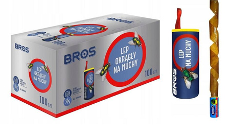 BROS LEP NA MUCHY MUSZKI OKRĄGŁY TAŚMA 100SZT