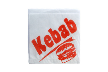 TOREBKA PAPIEROWA + PE KEBAB 15x16cm a250szt CZERWONY NAPIS KEBAB