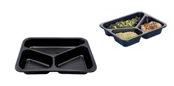 POJEMNIK CATERINGOWY DO ZGRZEWU TRÓJDZIELONY 227x178x40MM 900ML 50 SZT