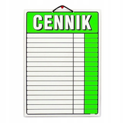 Cennik plastikowy A3 laminat mocny gruby