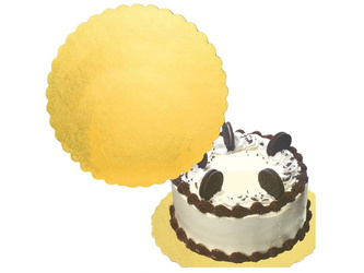 PODKŁAD POD TORT OKRĄGŁY FALBANKA ZŁOTO-CZARNY fi20cm a1szt