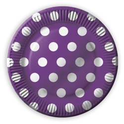 Talerz talerzyki papierowe 23cm T10 FIOLETOWY W KROPKI 8szt