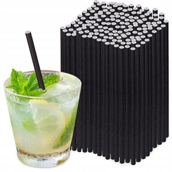 SŁOMKI PAPIEROWE CZARNE 8X19,7 CM 100SZT