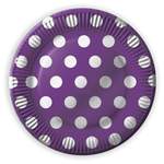 Talerz talerzyki papierowe 23cm T10 FIOLETOWY W KROPKI 8szt