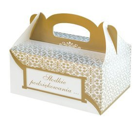 PUDEŁKO NA CIASTO 19x14x9CM wzór PS01 ZŁOTE a10szt