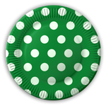 Talerz talerzyki papierowe 23cm T09 ZIELONY W KROPKI 8szt