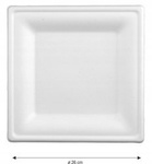 TALERZ ECO Z TRZCINY CUKROWEJ KWADRAT 26cm 50szt