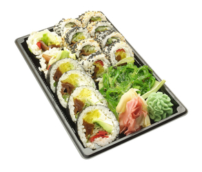 Pojemnik tacka do sushi czarna 225x150x50mm a50szt