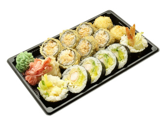 Pojemnik tacka do sushi czarna 330x255x45 mm a25szt 