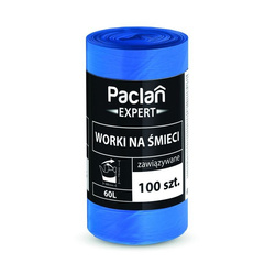 WORKI NA ŚMIECI PACLAN EXPERT NIEBIESKIE WIĄZANE 60L a100szt